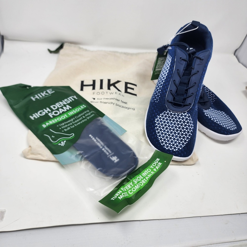 HIKE Footwear HF Flow Men 11.5 Women 13.5 Barefoot Shoes Navy NWT Insoles Bag